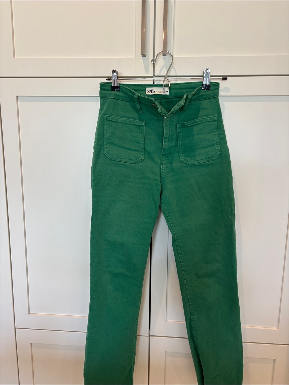 Zara Emerald Green High-Waist Straight Pants